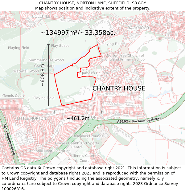 CHANTRY HOUSE, NORTON LANE, SHEFFIELD, S8 8GY: Plot and title map