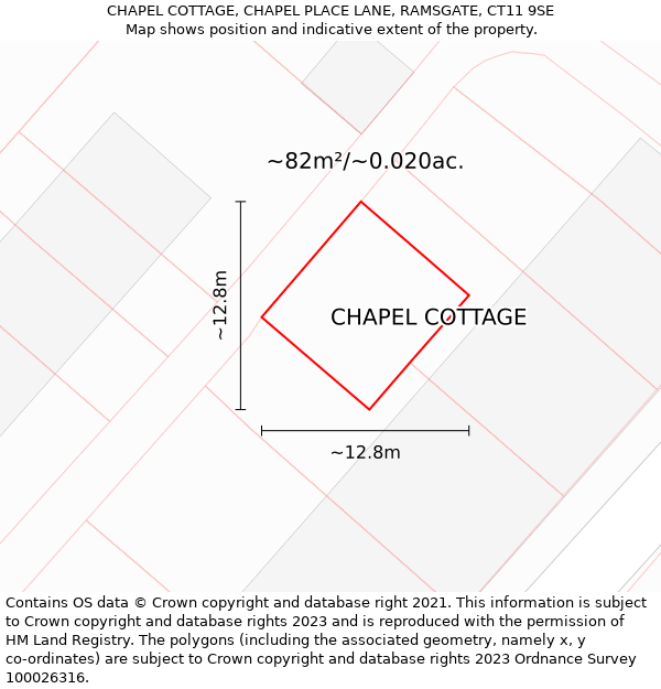 CHAPEL COTTAGE, CHAPEL PLACE LANE, RAMSGATE, CT11 9SE: Plot and title map