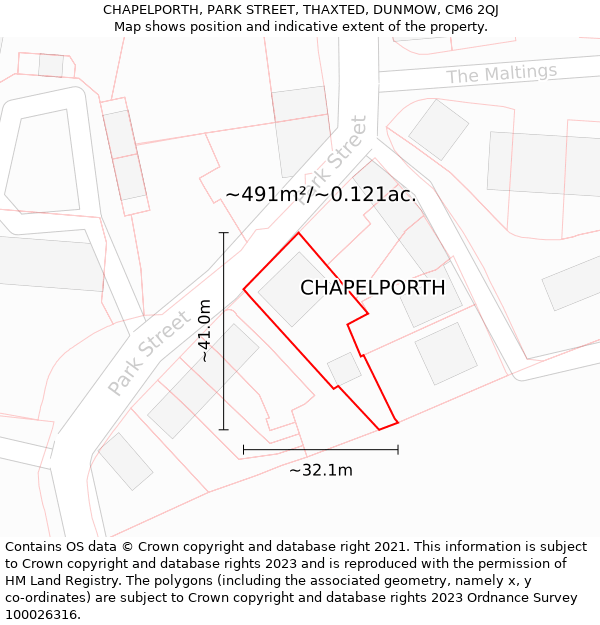 CHAPELPORTH, PARK STREET, THAXTED, DUNMOW, CM6 2QJ: Plot and title map