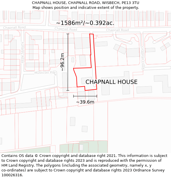 CHAPNALL HOUSE, CHAPNALL ROAD, WISBECH, PE13 3TU: Plot and title map