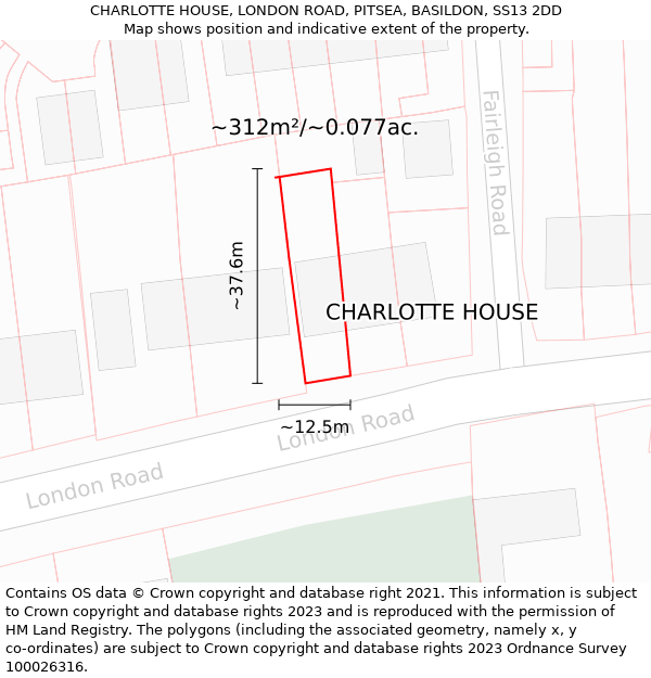 CHARLOTTE HOUSE, LONDON ROAD, PITSEA, BASILDON, SS13 2DD: Plot and title map