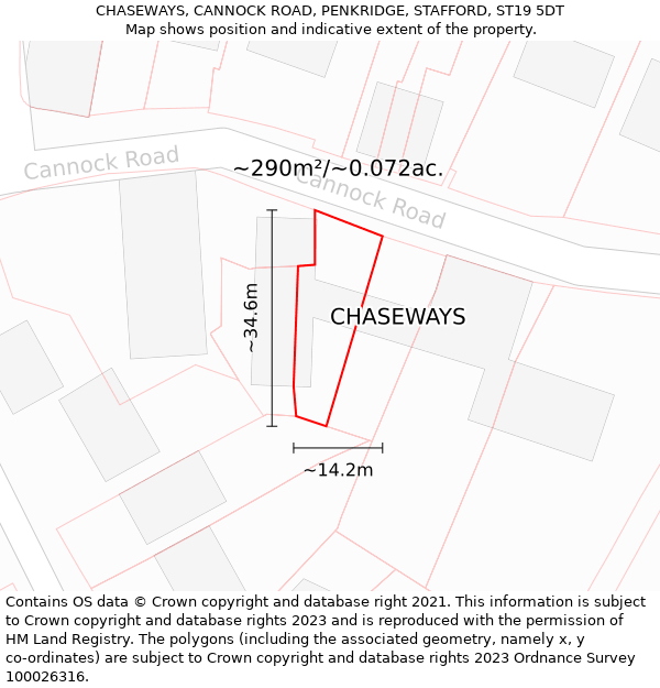 CHASEWAYS, CANNOCK ROAD, PENKRIDGE, STAFFORD, ST19 5DT: Plot and title map