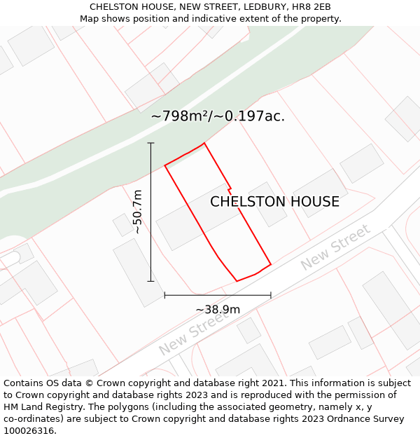 CHELSTON HOUSE, NEW STREET, LEDBURY, HR8 2EB: Plot and title map