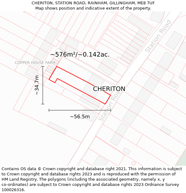CHERITON, STATION ROAD, RAINHAM, GILLINGHAM, ME8 7UF: Plot and title map