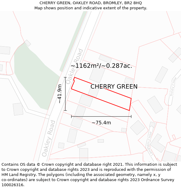 CHERRY GREEN, OAKLEY ROAD, BROMLEY, BR2 8HQ: Plot and title map