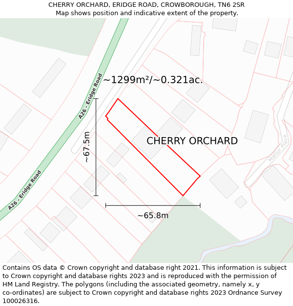 CHERRY ORCHARD, ERIDGE ROAD, CROWBOROUGH, TN6 2SR: Plot and title map