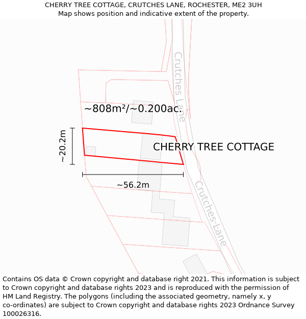 CHERRY TREE COTTAGE, CRUTCHES LANE, ROCHESTER, ME2 3UH: Plot and title map
