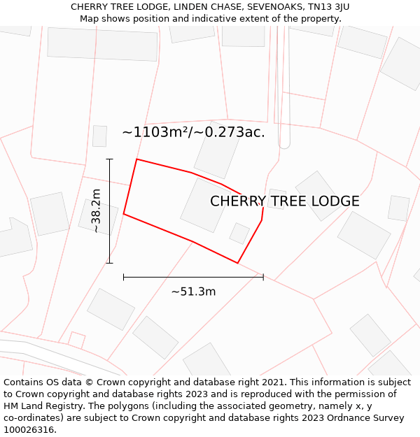 CHERRY TREE LODGE, LINDEN CHASE, SEVENOAKS, TN13 3JU: Plot and title map