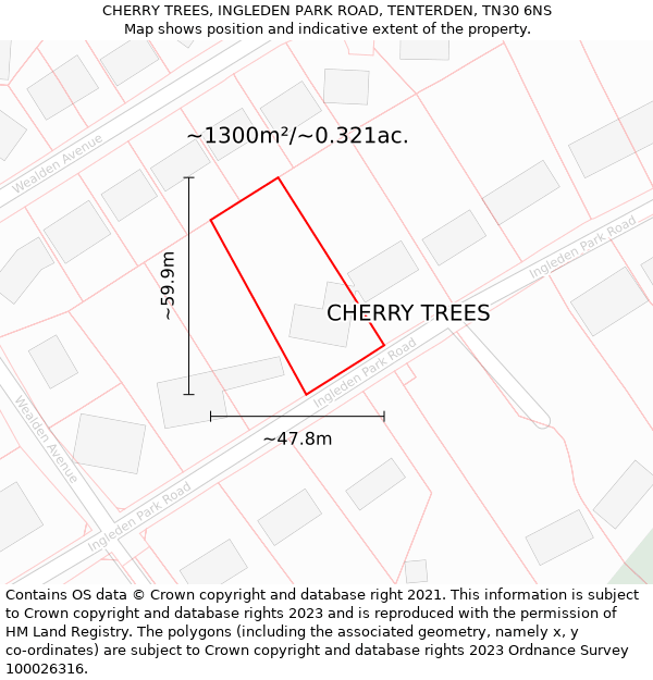 CHERRY TREES, INGLEDEN PARK ROAD, TENTERDEN, TN30 6NS: Plot and title map