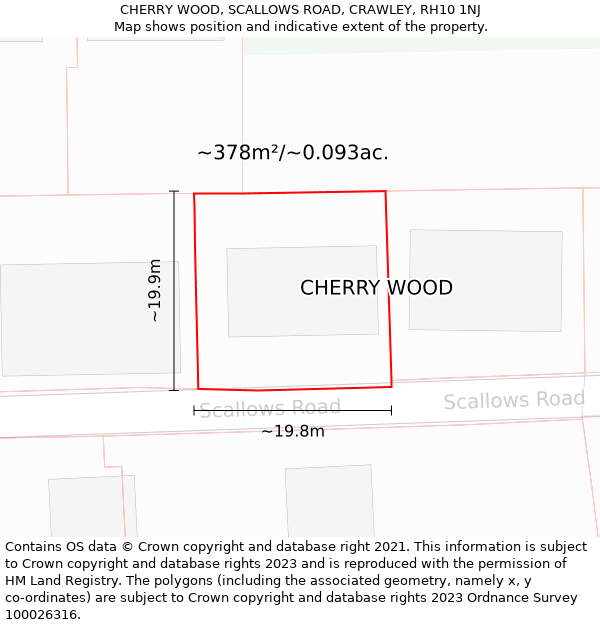 CHERRY WOOD, SCALLOWS ROAD, CRAWLEY, RH10 1NJ: Plot and title map