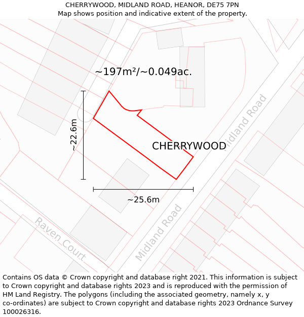 CHERRYWOOD, MIDLAND ROAD, HEANOR, DE75 7PN: Plot and title map
