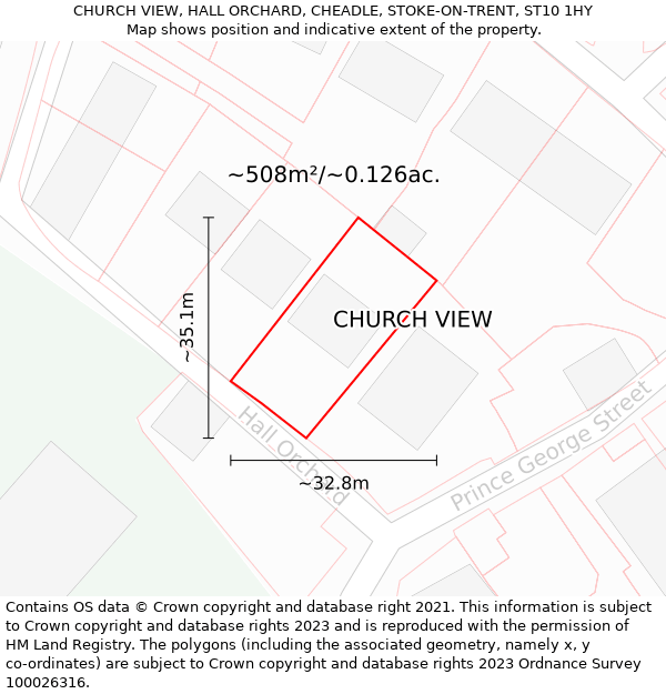 CHURCH VIEW, HALL ORCHARD, CHEADLE, STOKE-ON-TRENT, ST10 1HY: Plot and title map