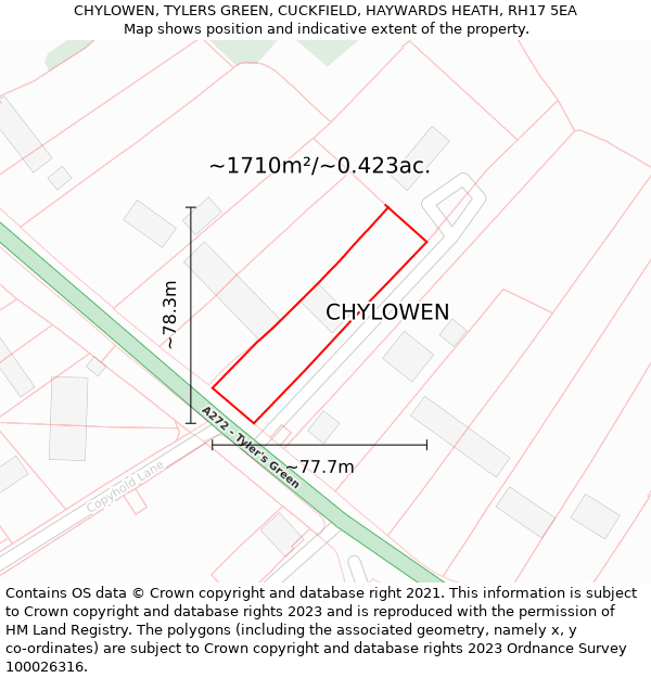 CHYLOWEN, TYLERS GREEN, CUCKFIELD, HAYWARDS HEATH, RH17 5EA: Plot and title map