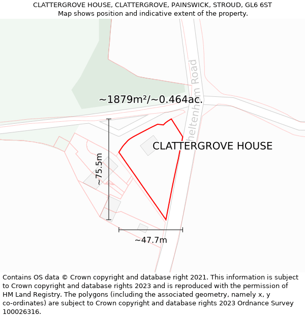 CLATTERGROVE HOUSE, CLATTERGROVE, PAINSWICK, STROUD, GL6 6ST: Plot and title map