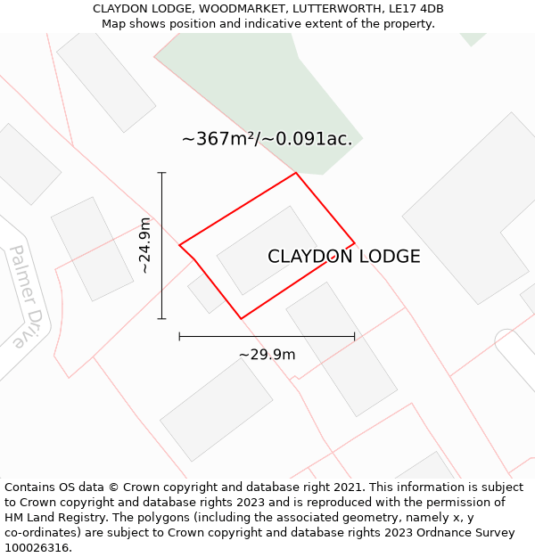 CLAYDON LODGE, WOODMARKET, LUTTERWORTH, LE17 4DB: Plot and title map