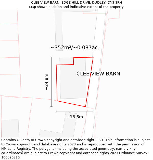 CLEE VIEW BARN, EDGE HILL DRIVE, DUDLEY, DY3 3RH: Plot and title map