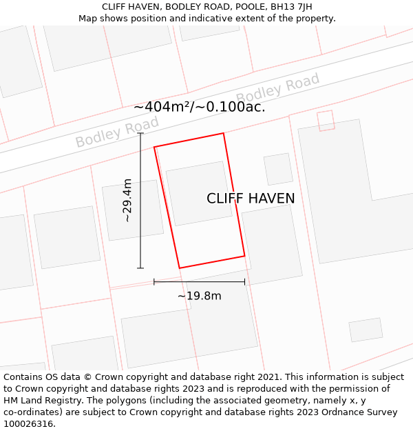 CLIFF HAVEN, BODLEY ROAD, POOLE, BH13 7JH: Plot and title map