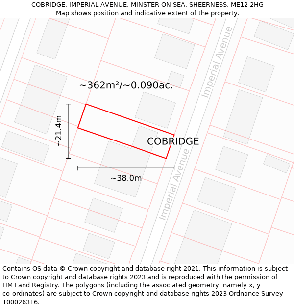 COBRIDGE, IMPERIAL AVENUE, MINSTER ON SEA, SHEERNESS, ME12 2HG: Plot and title map