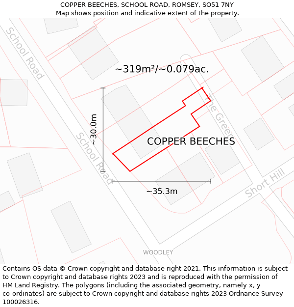 COPPER BEECHES, SCHOOL ROAD, ROMSEY, SO51 7NY: Plot and title map