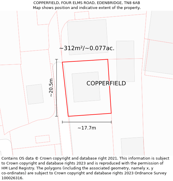 COPPERFIELD, FOUR ELMS ROAD, EDENBRIDGE, TN8 6AB: Plot and title map