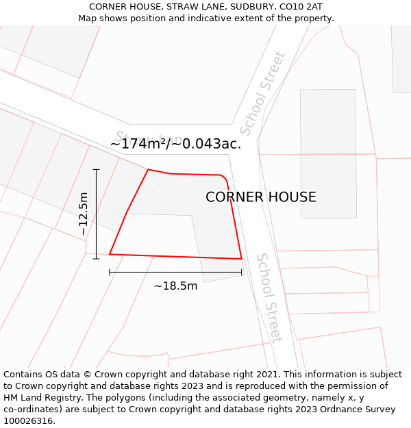 CORNER HOUSE, STRAW LANE, SUDBURY, CO10 2AT: Plot and title map