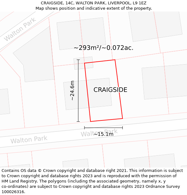CRAIGSIDE, 14C, WALTON PARK, LIVERPOOL, L9 1EZ: Plot and title map