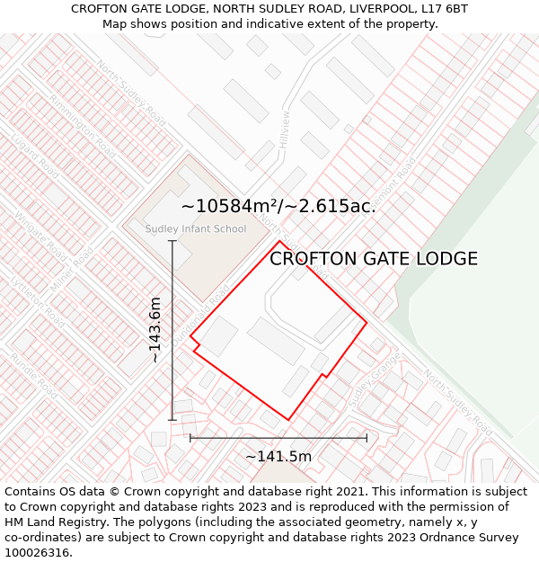 CROFTON GATE LODGE, NORTH SUDLEY ROAD, LIVERPOOL, L17 6BT: Plot and title map