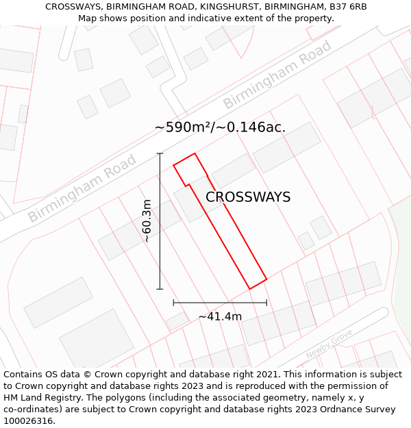 CROSSWAYS, BIRMINGHAM ROAD, KINGSHURST, BIRMINGHAM, B37 6RB: Plot and title map