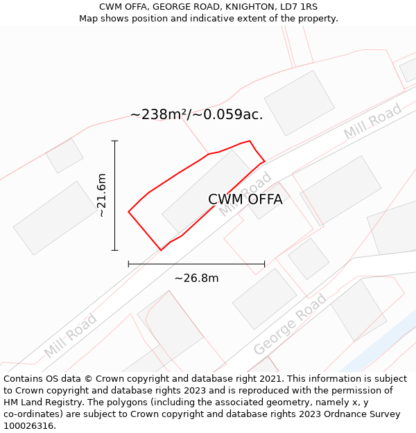 CWM OFFA, GEORGE ROAD, KNIGHTON, LD7 1RS: Plot and title map