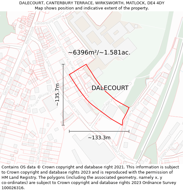 DALECOURT, CANTERBURY TERRACE, WIRKSWORTH, MATLOCK, DE4 4DY: Plot and title map