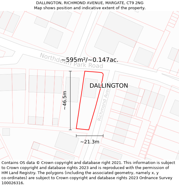 DALLINGTON, RICHMOND AVENUE, MARGATE, CT9 2NG: Plot and title map