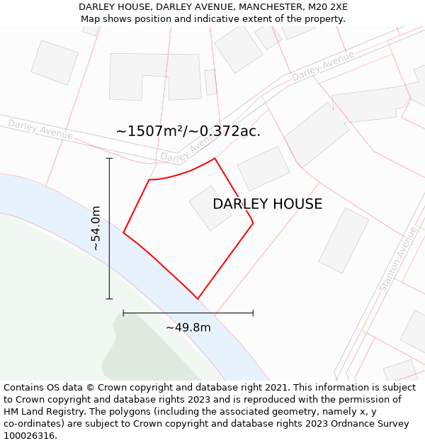 DARLEY HOUSE, DARLEY AVENUE, MANCHESTER, M20 2XE: Plot and title map