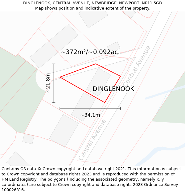 DINGLENOOK, CENTRAL AVENUE, NEWBRIDGE, NEWPORT, NP11 5GD: Plot and title map