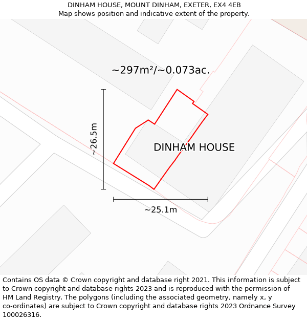 DINHAM HOUSE, MOUNT DINHAM, EXETER, EX4 4EB: Plot and title map