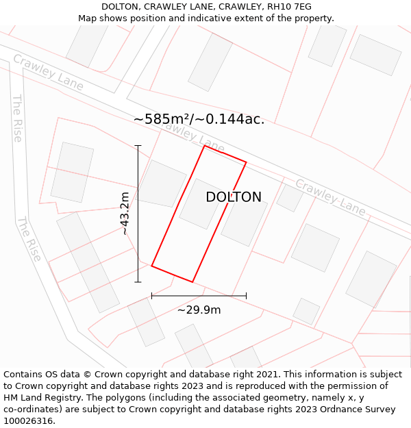 DOLTON, CRAWLEY LANE, CRAWLEY, RH10 7EG: Plot and title map