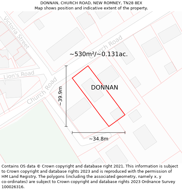 DONNAN, CHURCH ROAD, NEW ROMNEY, TN28 8EX: Plot and title map