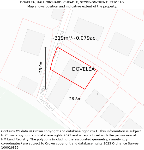 DOVELEA, HALL ORCHARD, CHEADLE, STOKE-ON-TRENT, ST10 1HY: Plot and title map