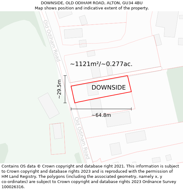 DOWNSIDE, OLD ODIHAM ROAD, ALTON, GU34 4BU: Plot and title map