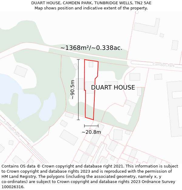 DUART HOUSE, CAMDEN PARK, TUNBRIDGE WELLS, TN2 5AE: Plot and title map
