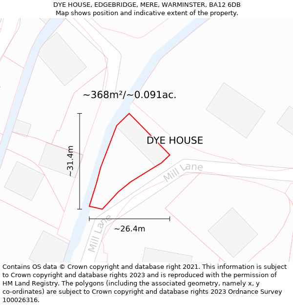 DYE HOUSE, EDGEBRIDGE, MERE, WARMINSTER, BA12 6DB: Plot and title map