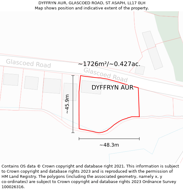 DYFFRYN AUR, GLASCOED ROAD, ST ASAPH, LL17 0LH: Plot and title map