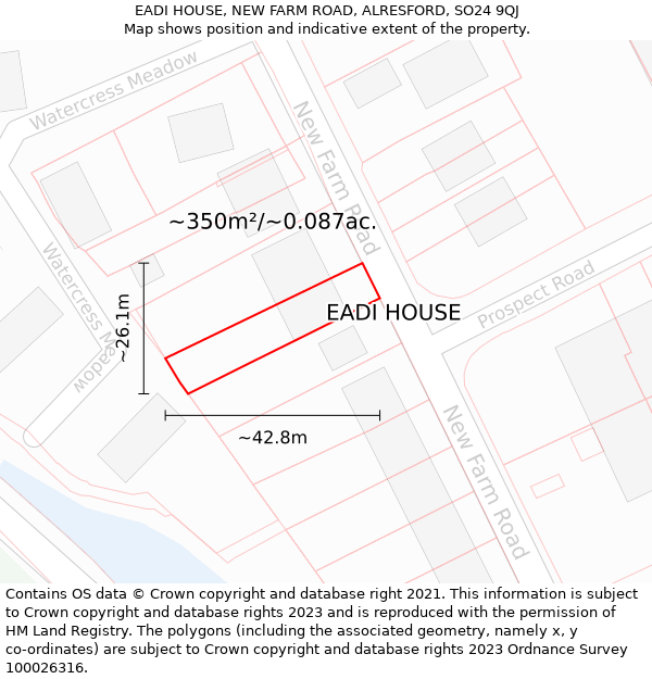 EADI HOUSE, NEW FARM ROAD, ALRESFORD, SO24 9QJ: Plot and title map