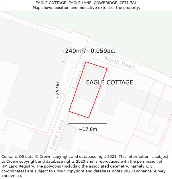 EAGLE COTTAGE, EAGLE LANE, COWBRIDGE, CF71 7AL: Plot and title map