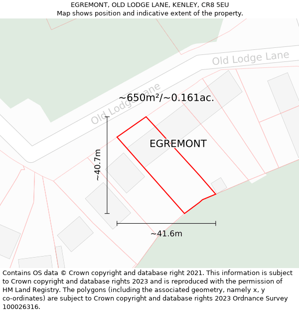 EGREMONT, OLD LODGE LANE, KENLEY, CR8 5EU: Plot and title map