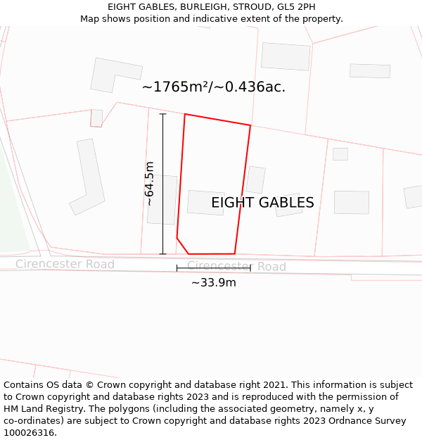 EIGHT GABLES, BURLEIGH, STROUD, GL5 2PH: Plot and title map