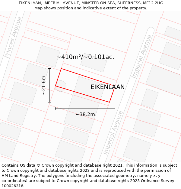 EIKENLAAN, IMPERIAL AVENUE, MINSTER ON SEA, SHEERNESS, ME12 2HG: Plot and title map