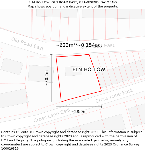 ELM HOLLOW, OLD ROAD EAST, GRAVESEND, DA12 1NQ: Plot and title map