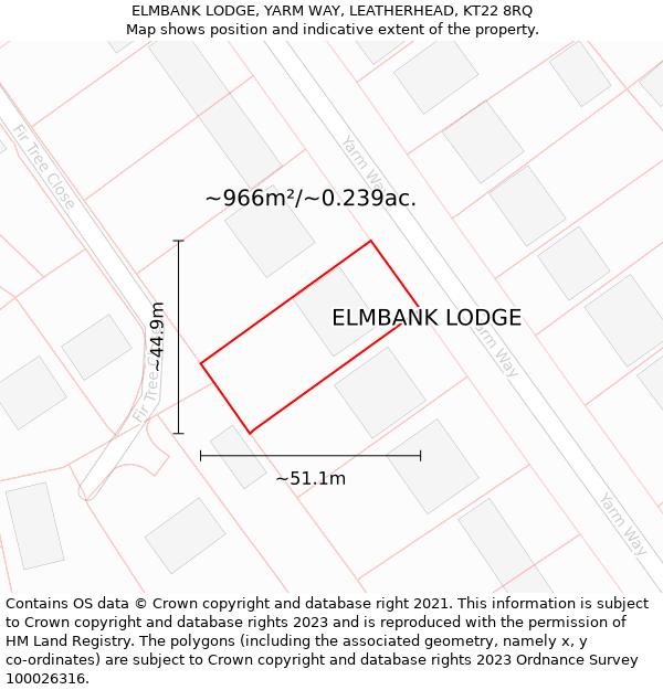 ELMBANK LODGE, YARM WAY, LEATHERHEAD, KT22 8RQ: Plot and title map