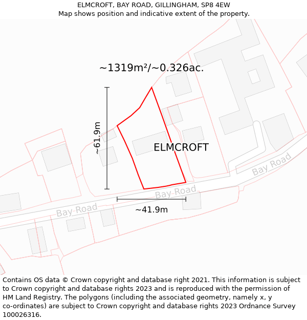 ELMCROFT, BAY ROAD, GILLINGHAM, SP8 4EW: Plot and title map