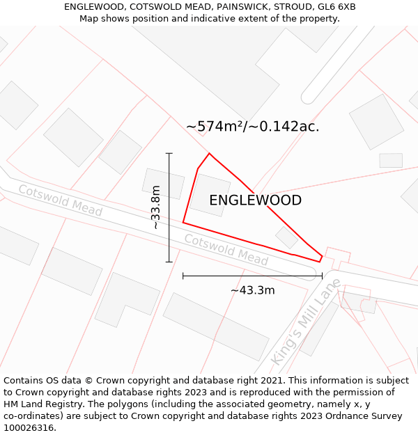 ENGLEWOOD, COTSWOLD MEAD, PAINSWICK, STROUD, GL6 6XB: Plot and title map